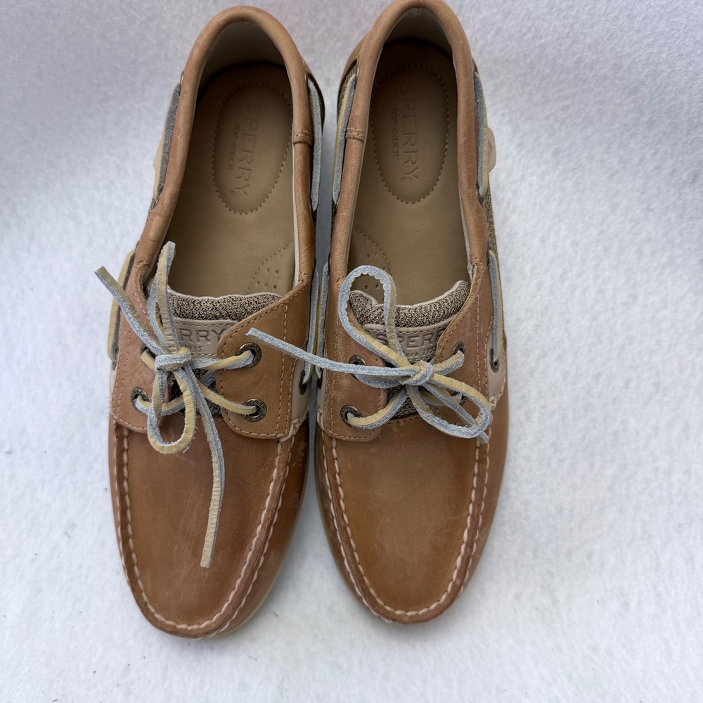 Sperry Bluefish 2-Eye Womens Boat Shoes Linen Multi Leather STS95589 Size 8 - Picture 5 of 12